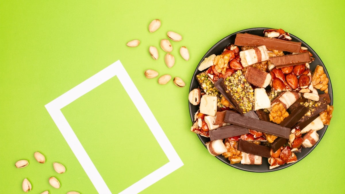 Top view composition or background with delicious chocolate